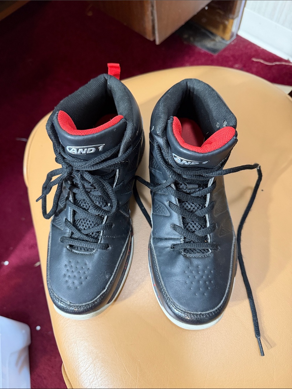 AND1 Black and Red High-Top Athletic Sneakers